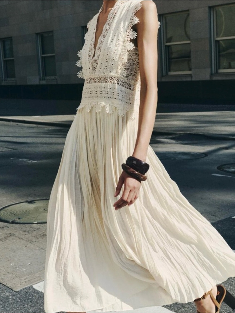Zara ZW COLLECTION LACE STRAP Midi Dress